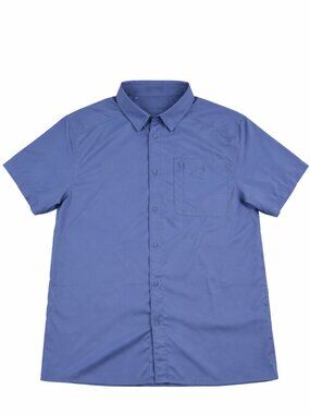 Under Armour Button Up XXL Blue Short Sleeve Outdoor Fishing Hiking Shirt